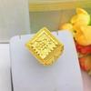 Anillo de oro de arena de Vietnam para hombre, anillo grande grueso fu fa Cai, joyería para hombre, anillo cuadrado ajustable para dedo, anillo al por mayor