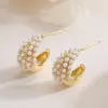 Aogu Venta Caliente Transfronteriza Moda Lujo Accesible Chapado en Cobre Oro de 18 Quilates Pendientes de Perla Diseño para Mujer Nicho Versátiles Pendientes Nuevos