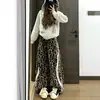 Pantalones de Pierna Ancha con Estampado de Leopardo Retro Americano para Mujer, Nuevos, Sueltos, Adelgazantes, Estilo Plátano, Chica Popular, Pierna Recta, Rayados, Casuales, Largos