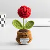 Plantas em Vasos Tricotadas à Mão Transfronteiriças, Enfeites de Plantas de Crochê de Lã, Incentive Ativamente Pequenas Plantas em Vasos a Tecer Buquês de Flores Artificiais