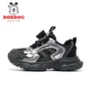 Zapatos para niños Babudou, nueva colección de otoño de zapatillas deportivas para niños, parte superior de piel, impermeables, transpirables, zapatillas para correr para niños, zapatillas de malla, estilo "dad shoes"