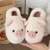 Pantuflas de algodón lindo cerdito de peluche zapatos con puntera de EVA invierno hogar cálido interior estilo pareja pantuflas de algodón al por mayor