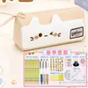 Estuche de lápices de gato de dibujos animados similar al de Xiaohongshu, bolsa para lápices de alta estética para estudiantes, gran capacidad, papelería multicapa, lindo estuche de lápices