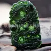 Colgante de Jade Negro Natural de Xinjiang Colgante de Jade Serpentina Colgante de Jade Tinta Negra Jade Verde Translúcido Pulido Colgante de Dragón de Jade Jade Colgante