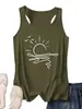 Amazon Ebay Sitio Independiente Casual Cómodo Versátil Mujer Paloma Voladora Raya de Sol Camiseta sin Mangas Comercio Exterior Transfronterizo