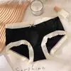 Ropa Interior de Seda de Hielo para Mujer Cintura Media Lazo Transpirable Sexy Jacquard Estilo Japonés para Niña Calzones de Grafeno