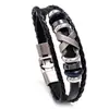Pulseiras de Couro com Contas Simples de Venda Quente Atacado Europeias e Americanas, Pulseiras Personalizadas e Versáteis com Pregos X para Homens e Mulheres, Pulseiras de Couro Modernas