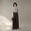 Pantalones Casuales de Pierna Ancha Adelgazantes de Cintura Alta para Mujer Otoño Nuevo con Caída Larga para Viaje Diario Mujer
