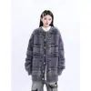 Suéter de manga comprida, casaco novo da moda popular estiloso para mulheres, outono e inverno, solto, casual, listrado, simples, suéter de garota popular