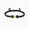 Pulseira de Contas da Sorte com Mantra de Seis Caracteres em Ouro Puro 999, Pulseira Trançada de Obsidiana, Ano do Zodíaco, Atacado de Fábrica
