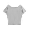 Estilo Desejo Puro Gola de Um Caractere Ombro Cor Sólida Camiseta de Manga Curta Verão Novo Preguiçoso Solto Visual Slim Spice Girls Top Casual