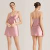 Bata de Noche de Seda Helada Amazon para Mujer, Camisola de Noche sin Espalda, Yaoting Lujo Europeo y Americano con Almohadillas en el Pecho, Ropa de Estar para Mujer