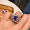 Joyería Zhuang Shengsheng, conjunto de pendientes y anillo con incrustaciones de circonita azul púrpura de imitación de paloma de estilo europeo y americano de lujo