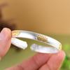Pulsera de Plata con Diseño de León, Loto Liso Plateado Bañado en Oro Mate, Cabeza Ruyi, Lingote, León Despertando, Palabras Auspiciosas y Pulsera de Calabaza