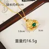 Loja de Ouro Pingente de Buda Maitreya Mesmo Estilo para Mulheres, Ouro de Areia Vietnamita Incrustado com Cabeça de Buda de Ágata Imitação Colar, Joia Versátil e Duradoura