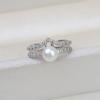 Anillo abierto de plata S925 para mujer, anillo ajustable con forma de lazo, perla, talla 7-8, soporte vacío, accesorios de bricolaje 242