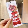 Nuevo y lindo juego de horquillas para el cabello con dibujos de flores y frutas rosas para niñas, accesorios para el cabello, tocado de princesa, clip al por mayor