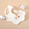 Toalla para Babas de Bebé, Tela Arrugada de Algodón Petalo Babero, Bolsillo para Babas de Bebé, Toalla para Bebé, Babero de Alimentación, Algodón Puro Impermeable
