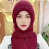 Gorro de Lana Tejido Cálido para Otoño e Invierno para Mujer, Gorro con Protección para los Oídos para Mamá Ciclista, Gorro Integrado con Bufanda, A Prueba de Frío