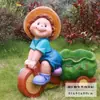 Decoração infantil fofa figura de fibra de vidro para exterior escultura paisagismo de jardim pátio decoração de imóveis vaso de flores de desenho animado