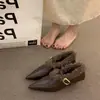 Pantuflas retro de estilo coreano con forro de polar marrón, zapatos de mujer, colección de moda Otoño/Invierno 2026, zapatos de algodón con tacón de cuña, adecuados para ir al trabajo, estilo Birkenstock