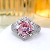 Anillo de lujo de moda, combinable con todo, elegante, con incrustaciones de diamantes de alto carbono, corte cuadrado de flor de hielo, diseño de nicho de alta calidad, elegante para mujer