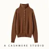 Cardigã de malha feminino com botões de cashmere, gola alta, caimento solto, novo estilo outono e inverno, fileira única com múltiplos botões, elegante e estiloso