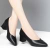 Zapatos de Cuero de Boca Baja para Mujer, Zapatos para Madres de Mediana Edad, Suela Suave, Cuero Suave, Cómodos, Tacón Medio, Zapatos para Mujer, Tacón Grueso, Zapatos de una Sola Capa para Primavera y Otoño, Zapatos de Trabajo