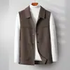 Colete de Lã Grosso de Nova Moda Outono e Inverno para Homens, Jaqueta Casual Versátil com Lapela, Cor Sólida, Tendência de Negócios com Bolso