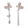 Pendientes Inteligentes Rosa Azul Mariposa Ojo de Gato Aguja de Plata para Mujer Nicho Único Lujo Ligero Asimétrico Borla Diseño con Sentido Pendientes