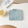 Camiseta Interior de Algodón Cepillado con Cuello Alto para Niños y Niñas, Suéter Versátil de Color Sólido de Manga Larga para Primavera y Otoño