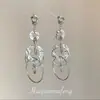 Muito Bonito! Brincos Argola Prata com Franjas 2025 Estilo Hong Kong Design Retro Nicho para Mulheres