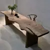 Mesa de Té Grande de Madera Maciza Estilo Wabi-Sabi con Textura Natural Vintage Desgastada para Casa de Huéspedes, Mesa de Comedor Larga de Madera Maciza, Mesa de Té, Creativa