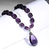 Green Sky Fashion Sencillo Colgante de Cristal Morado Forma de Gota Cadena para Clavícula Regalo de Cumpleaños Festivo Joyería para Niña