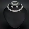 Juego de Joyería de Collar, Aretes y Pulsera Completamente Incrustado Estilo Coreano, Guantes Cortos de Perlas Transparentes, Accesorios para Vestido de Novia