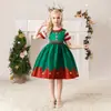 Nuevo vestido de cena navideña para niñas europeas y americanas de Amazon, vestido de fiesta de actuación para niñas.