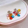 Brincos de Franja Coloridos com Zircônia Dopamina Agulha de Prata Moda Versátil para o Dia a Dia Brincos de Luxo Leve High-End Venda por Atacado