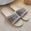 Pantuflas de Lino Bordadas a Máquina para Mujer, Nuevas, para Uso en Casa en Verano, para Parejas, de Interior, con Suela Suave, Antideslizantes, para Hombre en Verano