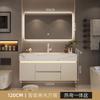 Baño Combinación de Gabinete de Baño Estilo Crema Pizarra Cerámica Lavabo Integrado de Termocurvado Inodoro Lavado