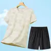 Conjunto de Camiseta e Shorts Esportivo Feminino Camuflado de Seda Gelada Secagem Rápida Respirável para Exterior Solto Ultra-Fino de Manga Curta Dropshipping