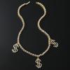 Cadena de garra simple europea y americana transfronteriza, colgante de símbolo de dólar de diamante, cadena para clavícula, collar brillante de pedrería, joyería personalizada