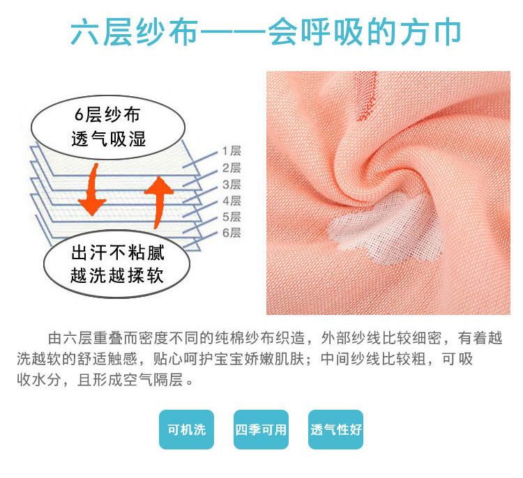 厂家批发六层棉纱布童巾25_50柔软吸水婴童毛巾幼儿园洗脸擦