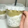 Vasos para batidos de leche de frijol mungo, vasos desechables para té de leche, vasos para café, vasos para helado de frijol mungo, vasos de plástico para llevar, vasos de PET engrosados