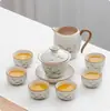 Lujo Ligero Gama Alta Horno Ru Juego de Té Kung Fu para el Hogar Cerámica China Tetera Taza de Té Bandeja de Té Pequeña Regalo