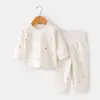 Conjunto de Ropa de Otoño para Bebé Puro Algodón Niños y Niñas Ropa Interior Pijamas de Manga Larga para Niños Ropa de Casa para Bebé de Primavera y Otoño