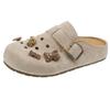 Sapatos Borken Vintage Femininos 2025 Novo Primavera Roupa Externa Casual Versátil Sapatos Caverna com Biqueira e Meio Slip-on Ins Chinelos da Moda