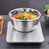 Bacia de Aço Inoxidável Espessada Redonda Presente Não Magnético Lavatório Doméstico Bacia de Cozinha Cantina Bacia para Lavar Vegetais Bacia de Sopa de Aço Inoxidável