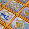 Exquisito thangka de Manjushri pintado a mano con pan de plata, Dios Amarillo de la Riqueza del Tíbet y Nepal, pantalla de mesa pintada a mano del Buda de la Medicina y Mahakala