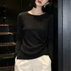 Camiseta elegante de manga comprida com acinturamento, estilo rua para mulheres, coleção outono 2026, design plus size, top base emagrecedor e valorizador
