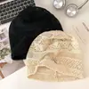 Novo Gorro de Renda de Cor Sólida para Mulheres, Fino Respirável Estilo Coreano para Primavera e Verão, Turbante para Afinar o Rosto, Chapéu Versátil